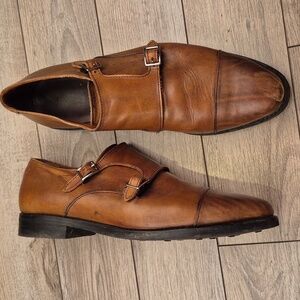 ALLEN EDMONDS Mora‎ 2.0 Tan Brown Leather Double Monk Strap Sz 13 D Dress Shoes